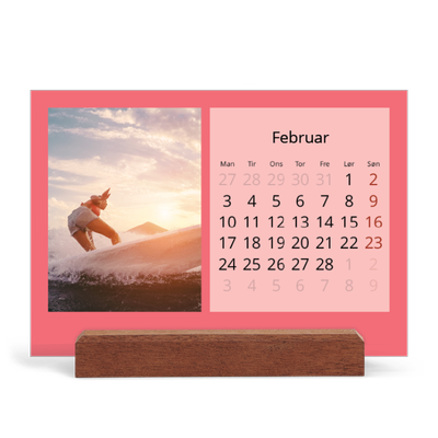 Staffeli kalender - liggende  — Stilrene farver [Februar]