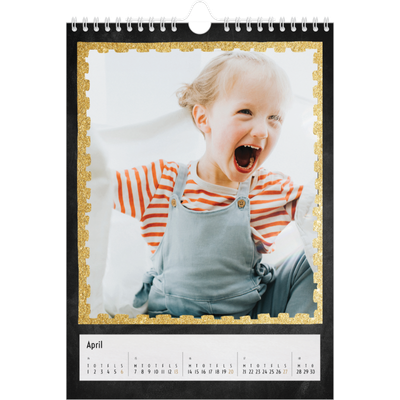 Fotokalender A4 (20 x 30 cm) — Rammer med glitter [April]