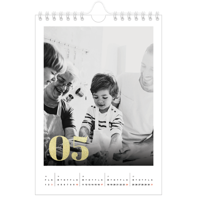 A5 Foto Kalender — Store tal i glitter [kalender forside]