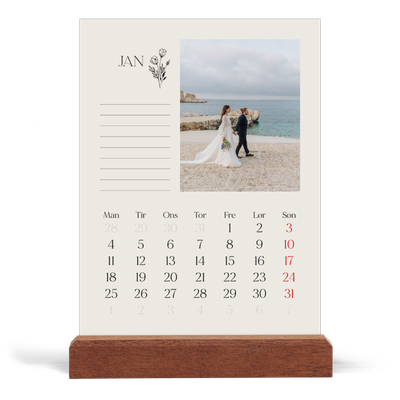 Staffeli kalender - stående  — Initialer i blomst [Januar]