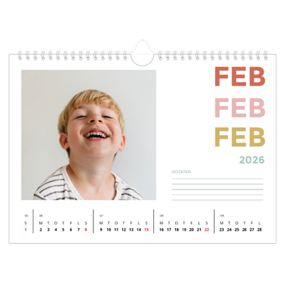 Fotokalender A4 — Farverige fonter [Februar]