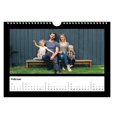 Fotokalender A4 — Sort ramme [Februar]