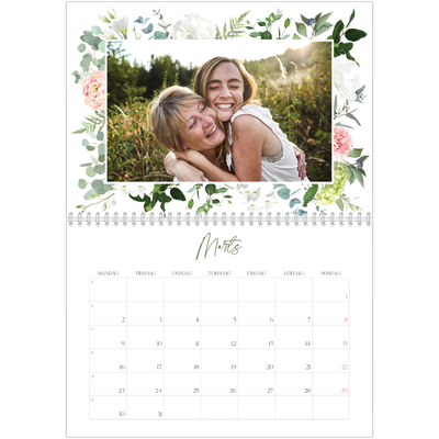 Fotokalender A4 dobbelt (30 x 40 cm) — Klassiske blomster [Marts]