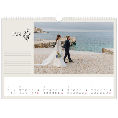 A3 Foto Kalender — Initialer i blomst [Januar]
