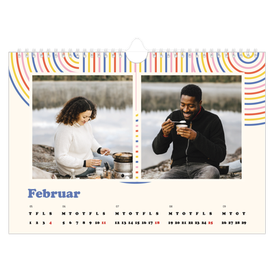 Fotokalender A4 — Retro striber [Februar]
