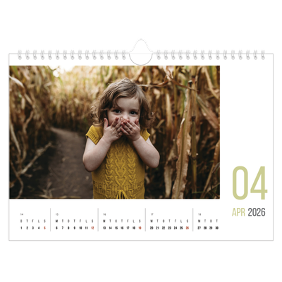 Fotokalender A4 — Måneder i tal [April]