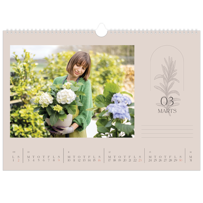 A3 Foto Kalender — Enkel botanisk [Marts]