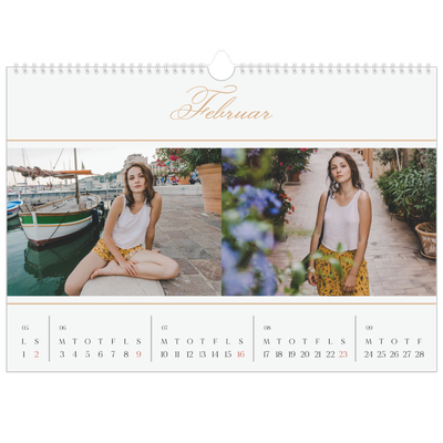 A3 Foto Kalender — Elegant guld [Februar]