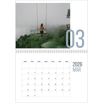 Fotokalender A4 dobbelt (30 x 40 cm) — Måneder i tal [Marts]