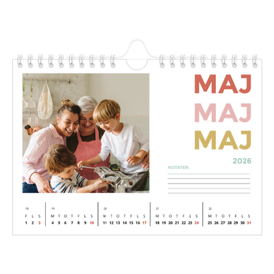 A5 Foto Kalender — Farverige fonter [kalender forside]