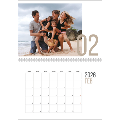 Fotokalender A4 dobbelt (30 x 40 cm) — Måneder i tal [Februar]