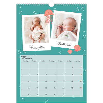 Årskalender A3 — Søde dyr [Februar]