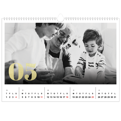 A3 Foto Kalender — Store tal i glitter [kalender forside]