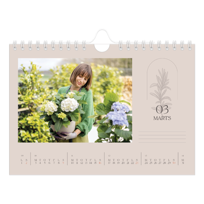 A5 Foto Kalender — Enkel botanisk [Marts]