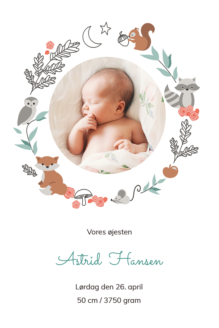 Invitationer — Forest animals garland