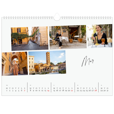 A3 Foto Kalender — Byferie (hvid) [Marts]