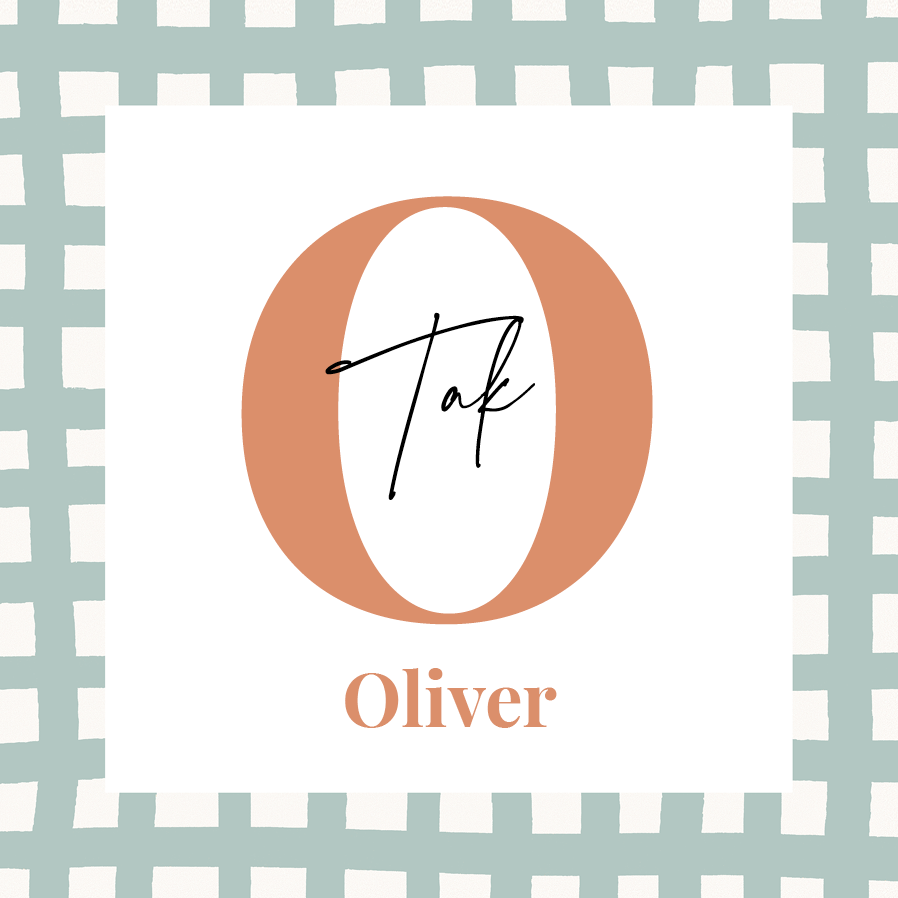 Takkekort — Patchwork initial