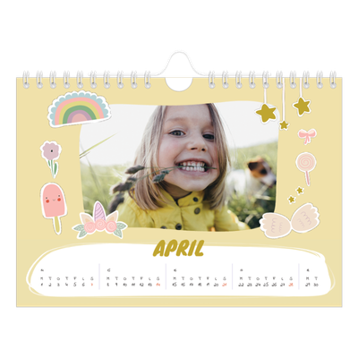 A5 Foto Kalender — Regnbue enhjørning [April]