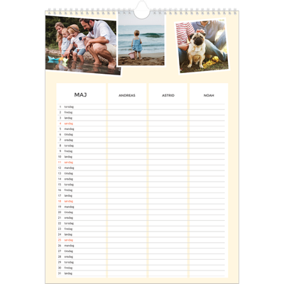Familiekalender A3  — Moderne familiekalender - Familie på 3 [kalender forside]