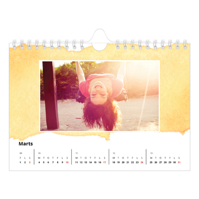 A5 Foto Kalender — Akvarel baggrunde [Marts]