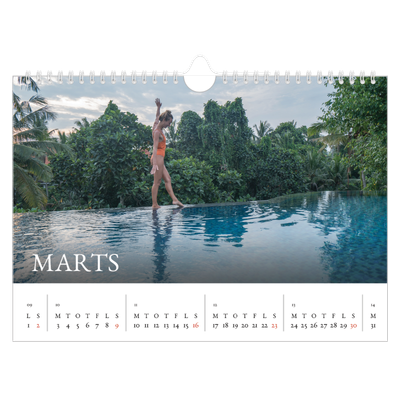 Fotokalender A4 — Simpel serif [Marts]
