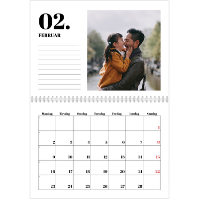 Fotokalender A4 dobbelt (30 x 40 cm) — Serif og øjeblikke [Februar]