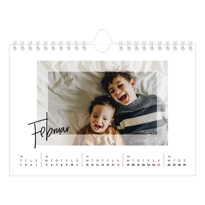 A5 Foto Kalender — Transperant ramme [Februar]