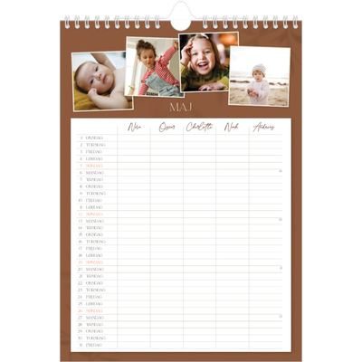 A4 Familiekalender — Jordnært design - Familie på 5 [kalender forside]