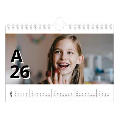A5 Foto Kalender — Bogstav og tal [April]
