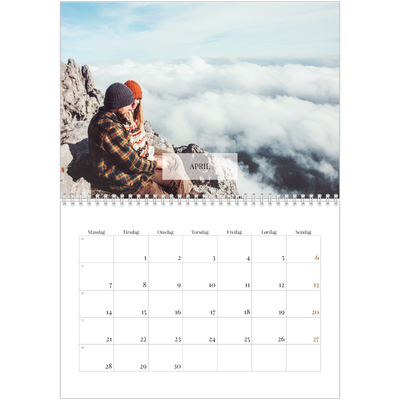 Fotokalender A4 dobbelt (30 x 40 cm) — Klassisk kalender [April]