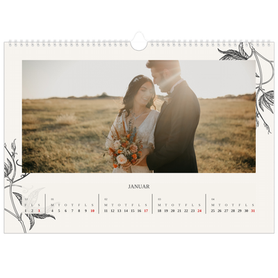 A3 Foto Kalender — Blek & blomst [Januar]