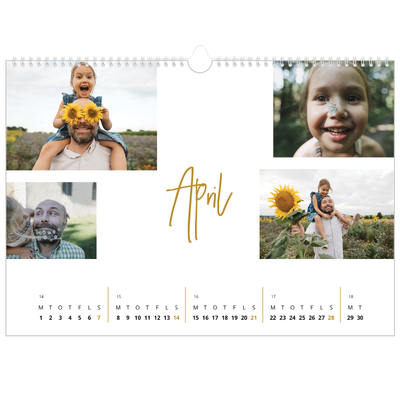 A3 Foto Kalender — Guldstift [April]