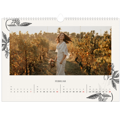 A3 Foto Kalender — Blek & blomst [Februar]