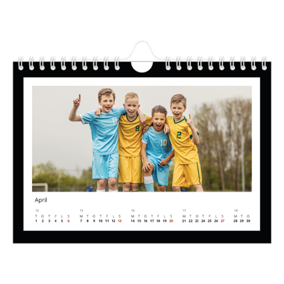 A5 Foto Kalender — Sort baggrund [April]