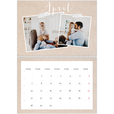 Fotokalender A4 dobbelt (30 x 40 cm) — Scrapbogs kalender [April]