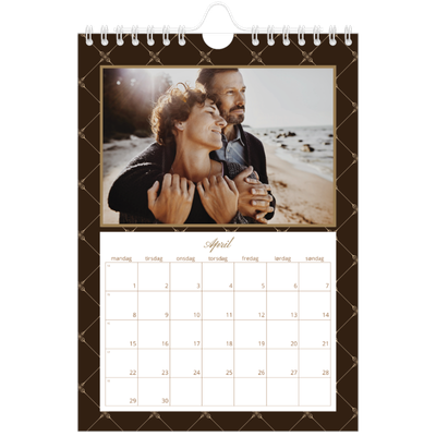 A5 Foto Kalender — Vintage monokrom [April]
