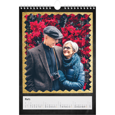 Fotokalender A4 (20 x 30 cm) — Rammer med glitter [Marts]