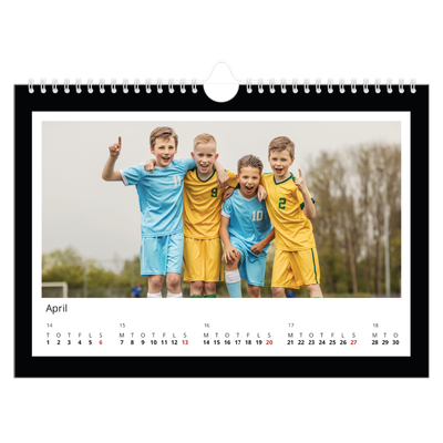 Fotokalender A4 — Sort baggrund [April]