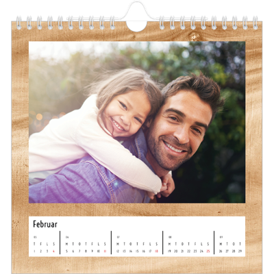 Årskalender kvadratisk — Paneler i træ [Februar]