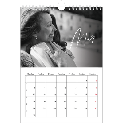 Fotokalender A4 (20 x 30 cm) — Elegant skrift [Marts]
