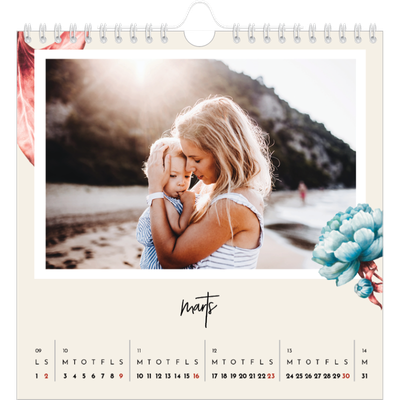 Årskalender kvadratisk — Malte blomster [Marts]