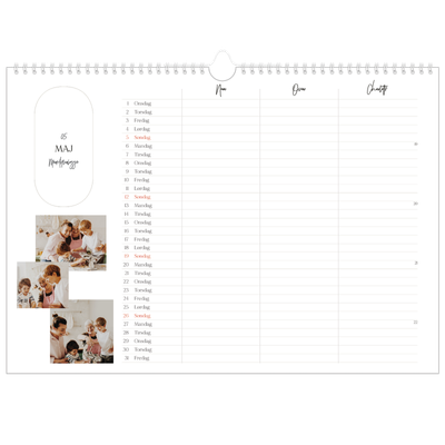 A3 Foto Kalender — Planlæggeren - Familie på 3 [kalender forside]