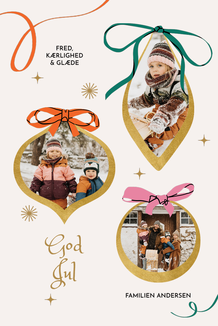 Kort — Julekugler med sløjfer