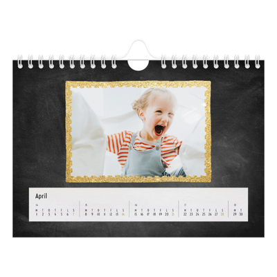 A5 Foto Kalender — Rammer med glitter [April]