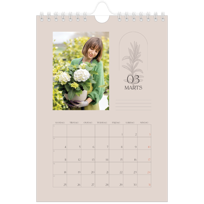 A5 Foto Kalender — Enkel botanisk [Marts]