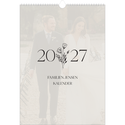 Årskalender A3 — Initialer i blomst [kalender forside]