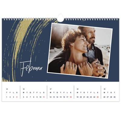 A3 Foto Kalender — Gylne penselstrøk [Februar]