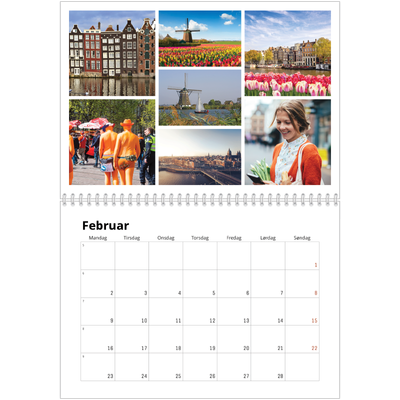 Fotokalender A4 dobbelt (30 x 40 cm) — Billedgitter [Februar]