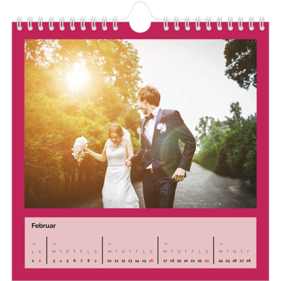 Årskalender kvadratisk — Skarpe farver [Februar]
