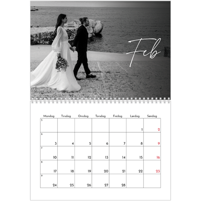 Fotokalender A4 dobbelt (30 x 40 cm) — Elegant skrift [Februar]